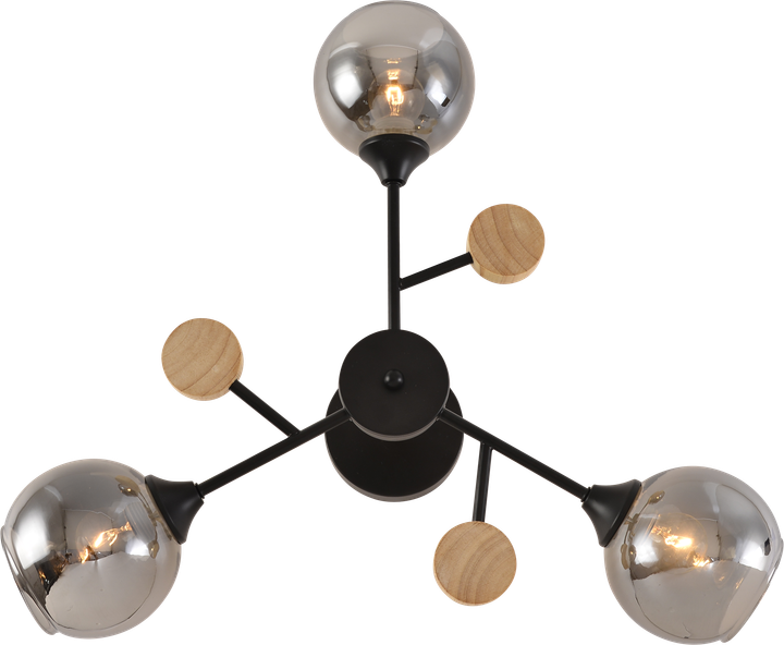 Декоративная люстра INTEREES IS XA1580B-3 BK+WOOD - изображение 3