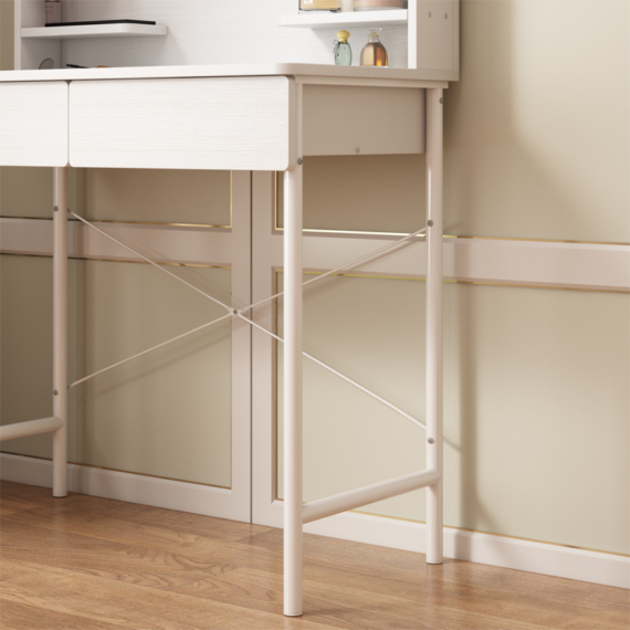 Туалетный столик с зеркалом и 2 ящиками (126×80×40 см) D92AΩ White - изображение 9