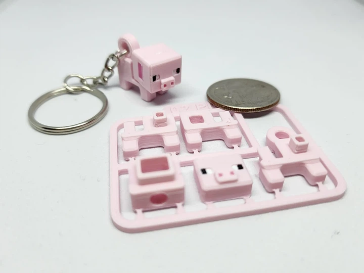 Брелок Minecraft Pig Mini Figure Keychain Розовый 3 См 3Д Печать - Фото 1 Брелок Minecraft Pig Mini Figure Keychain Розовый 3 См 3Д Печать - изображение 1