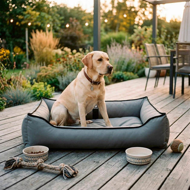 Уличная лежанка для больших собак BOSYAK Outdoor Waterproof 110x85 Серая (20-35 кг) - изображение 2