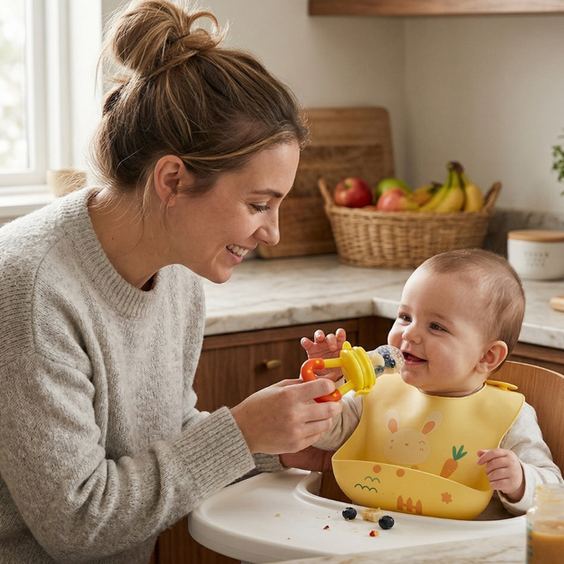 Комплект 2Life Маникюрные ножницы для новорожденных детей с колпачком и Силиконовый слюнявчик Зайка 23×30 см Желтый v-13479 - Фото 5 Комплект 2Life Маникюрные ножницы для новорожденных детей с колпачком и Силиконовый слюнявчик Зайка 23×30 см Желтый v-13479 - изображение 5