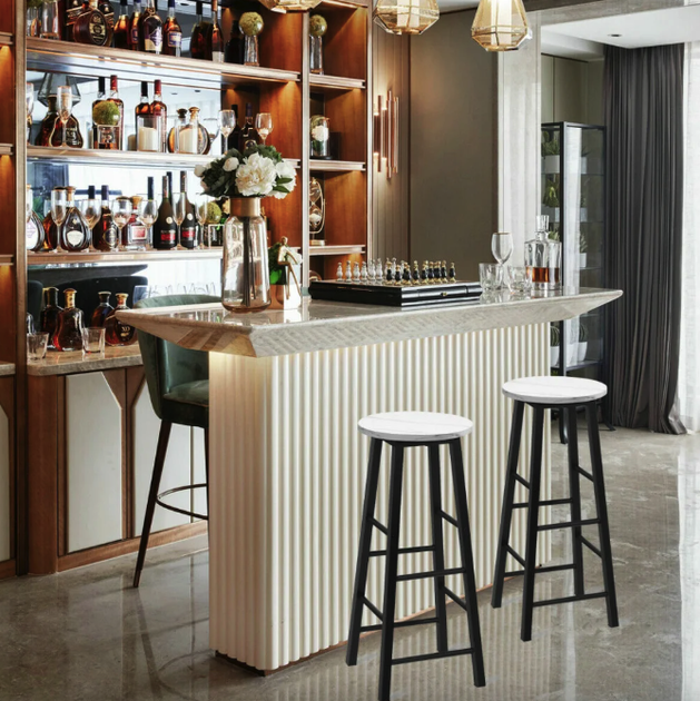 Комплект барних стільців Costway Eugad White Marble 2 шт до 100 кг - зображення 6