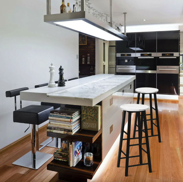 Комплект барних стільців Costway Eugad White Marble 2 шт до 100 кг - зображення 7