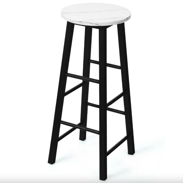 Комплект барних стільців Costway Eugad White Marble 2 шт до 100 кг - зображення 8