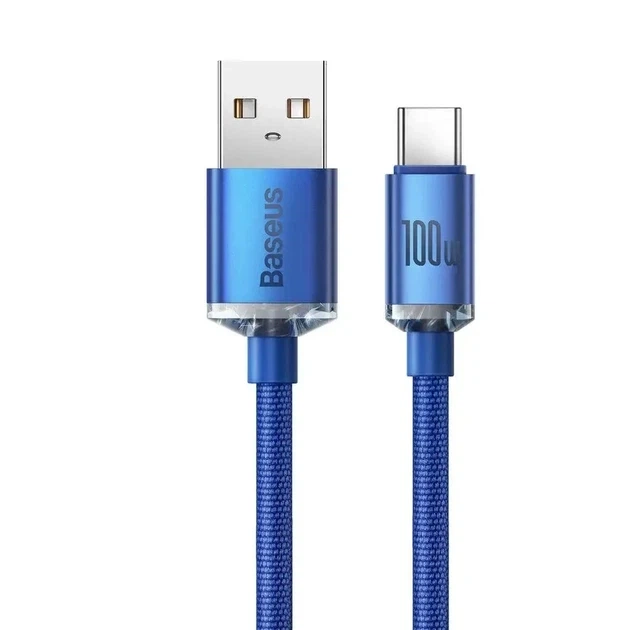 Кабель Baseus Crystal Shine Series Cable USB to Type-C 100W 2m CAJY000503 Blue - Фото 2 Кабель Baseus Crystal Shine Series Cable USB to Type-C 100W 2m CAJY000503 Blue - зображення 2
