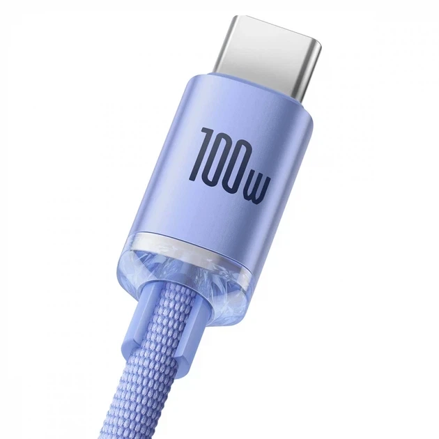Кабель Baseus Crystal Shine Series Cable USB to Type-C 100W 1.2m CAJY000405 Purple - Фото 3 Кабель Baseus Crystal Shine Series Cable USB to Type-C 100W 1.2m CAJY000405 Purple - зображення 3