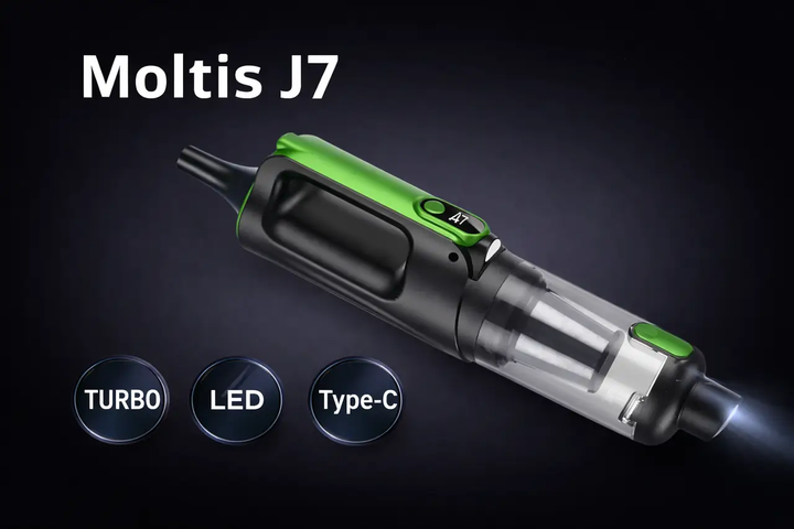 Автомобильный пылесос Moltis J7 с турбо-режимом, мощный портативный автопылесос для сухой уборки салона 10006 - изображение 2