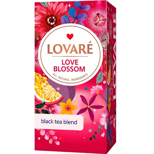 Чай чорний Lovare love blossom 24 пакетики - Фото 1 Чай чорний Lovare love blossom 24 пакетики - зображення 1