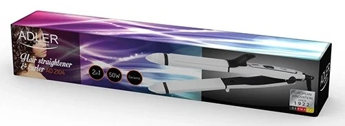 Праска для волосся Adler AD-2104, White, 50 Вт, кераміка, для випрямлення та завивки волосся - изображение 2