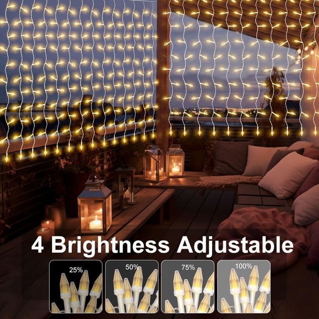 LED гирлянда-бурульки 3×1 м - теплый каскадный свет, создающий атмосферу праздника где угодно на батарейках - изображение 6