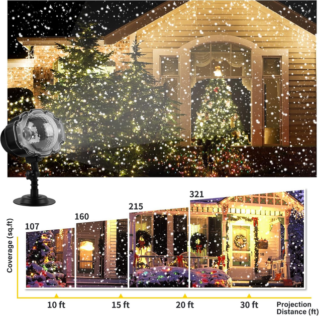 Светодиодный проектор иллюминация снежинками Snowflake Lamp IP65 водонепроницаемый мини-раздвойной снежинки-проектор для улицы - изображение 6