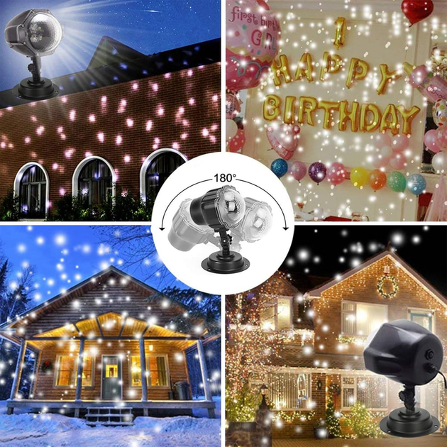 Светодиодный проектор иллюминация снежинками Snowflake Lamp IP65 водонепроницаемый мини-раздвойной снежинки-проектор для улицы - изображение 8