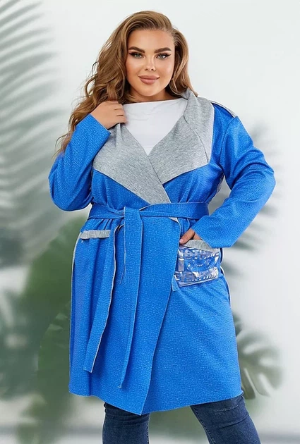 Кардиган жіночий, колір електрик, 257R5012 розмір 2XL-3XL - Фото 3 Кардиган жіночий, колір електрик, 257R5012 розмір 2XL-3XL - изображение 3