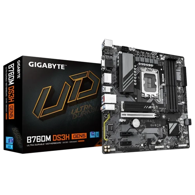 Материнська плата Gigabyte B760M DS3H GEN5 (s1700, Intel B760, PCI-Ex16) (B760M DS3H GEN5) - Фото 1 Материнська плата Gigabyte B760M DS3H GEN5 (s1700, Intel B760, PCI-Ex16) (B760M DS3H GEN5) - зображення 1