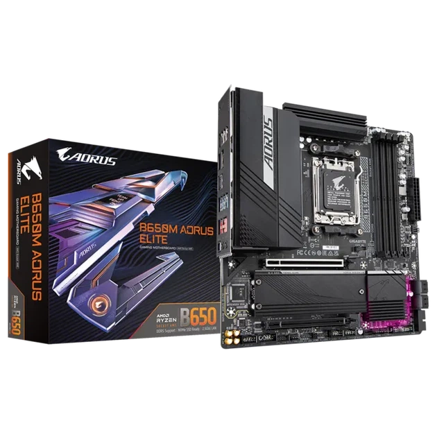 Материнская плата GIGABYTE B650M AORUS ELITE (sAM5, AMD B650, PCI-Ex16) (B650M AORUS ELITE) - Фото 2 Материнская плата GIGABYTE B650M AORUS ELITE (sAM5, AMD B650, PCI-Ex16) (B650M AORUS ELITE) - изображение 2