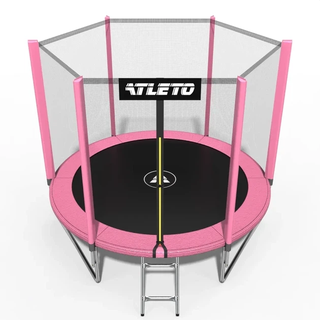 Батут детский Atleto 252 см с сеткой и лестницей розовый (42400446) - изображение 3