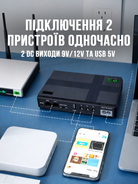 Бесперебойник (мини ИБП / UPS) для Wi-Fi роутера и модема 10400 mAh 5V/9V/12V до 10 часов автономной работы LOW DC1018P - изображение 5