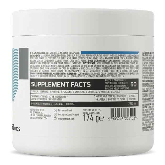 Ostrovit Arginine Аргінін 3000 мг 150 капсул (OST-26102) - зображення 3