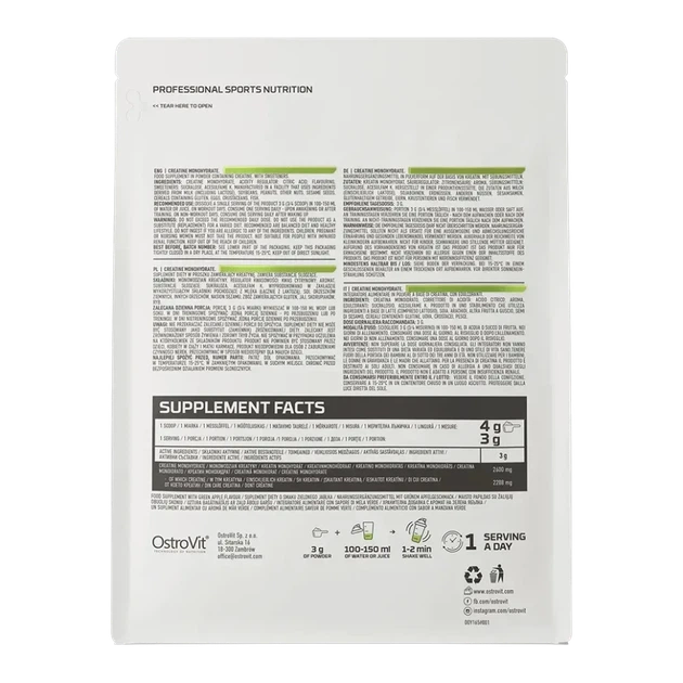 Ostrovit Креатин моногідрат Creatine Monohydrate зелене яблуко 300 г (OST-17597) - зображення 3