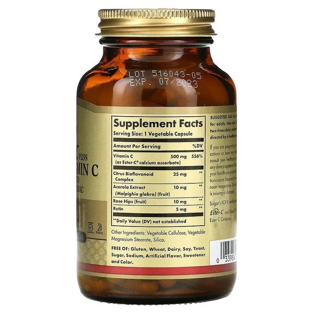 Вітамін C Solgar складнефірний (Ester-C Plus) 500 мг 50 капсул (SOL-01038) - зображення 2