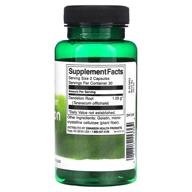 Одуванчик корінь Swanson (Dandelion Root) 515 мг 60 капсул (SWV-11336) - зображення 2