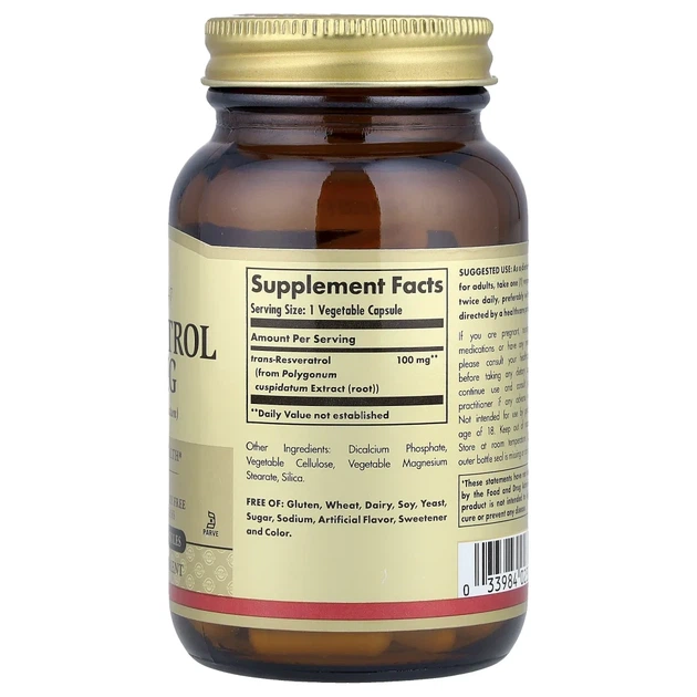 Ресвератрол Solgar (Resveratrol) 100 мг 60 капсул (SOL-02335) - изображение 2