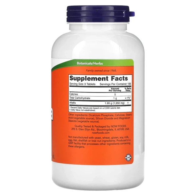 Люцерна NOW Foods (Alfalfa) 650 мг 500 таблеток (NOW-02622) - изображение 2