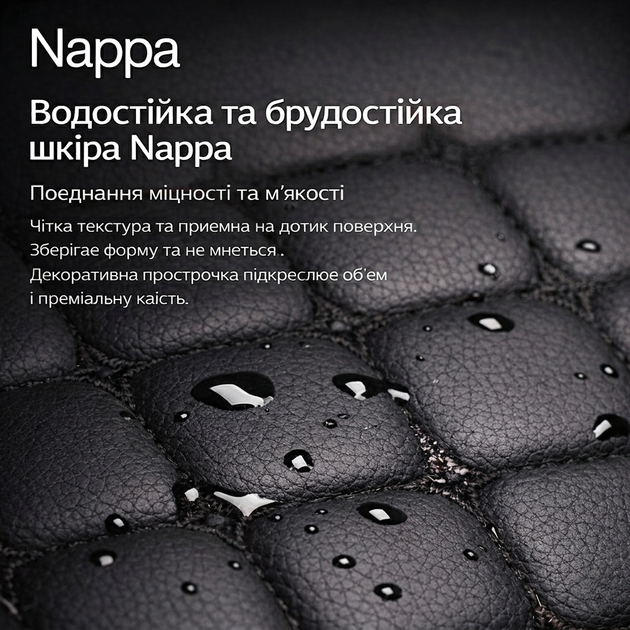 Универсальная накидка на сиденье авто из экокожи Nappa 49×50 см. автомобильная накидка на переднее сиденье с антискользким основанием и карманом черная с черной обшивкой - изображение 8
