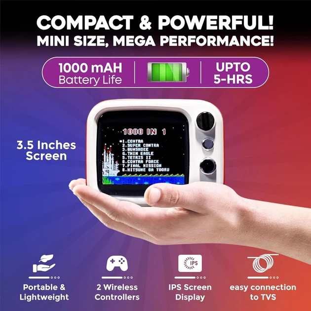 Игровая консоль H7 Mini TV с 740 игр 2 беспроводных джойстика 3 5 дюйма IPS дисплей HDMI выход ABS пластик портативная - изображение 2