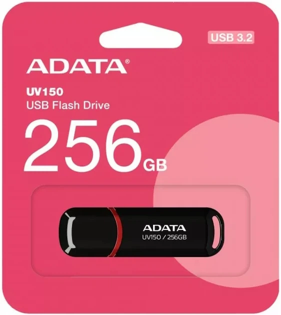 Флеш пам'ять USB Adata UV150 256GB USB3.2 Black (AUV150-256G-RBK) - зображення 2