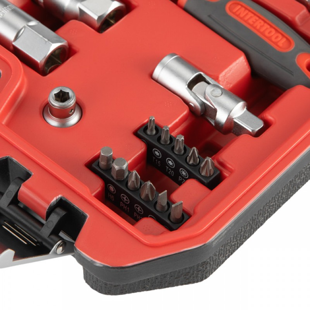 Комплект набор универсальных инструментов из углеродистой стали в пластиковом кейсе 3/8" 39 элементов 333х248х90 мм (483115-Prob) - изображение 8