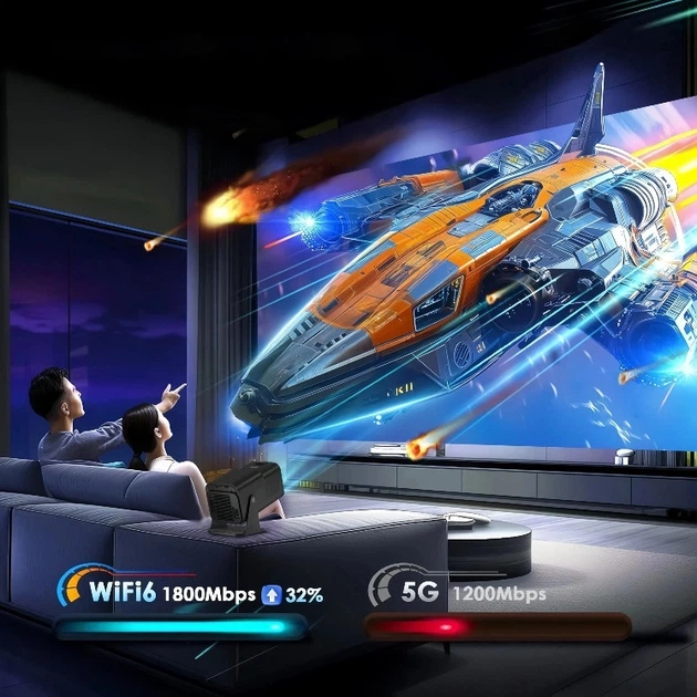 Мини проектор 4K с играми и двумя джойстиками на Android 11 проектор с WiFi и пультом ДУ (PM067) - Фото 10 Мини проектор 4K с играми и двумя джойстиками на Android 11 проектор с WiFi и пультом ДУ (PM067) - изображение 10