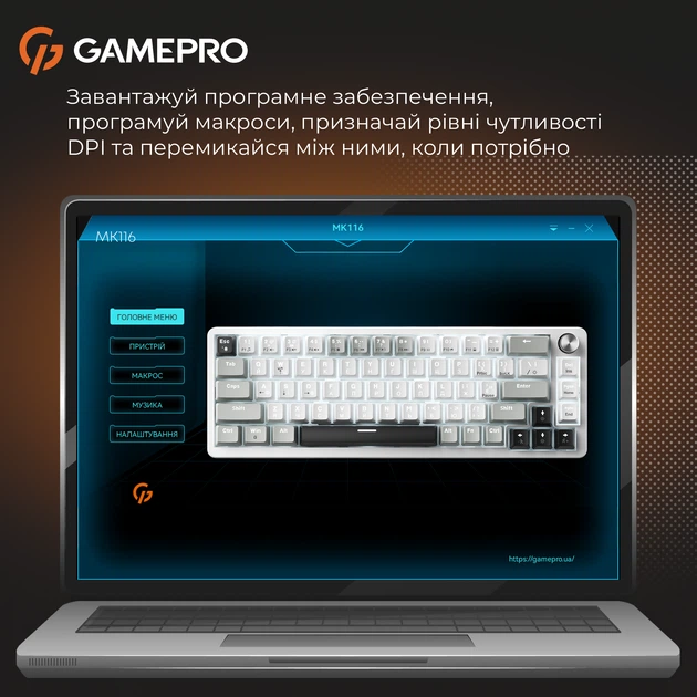 Клавіатура дротова GamePro Genesis Silverlight MK116 USB Grey - зображення 6
