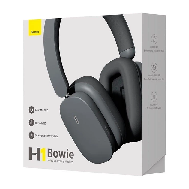 Навушники Baseus Bowie H1 з активним шумозаглушенням Grey (NGTW230013) - Фото 2 Навушники Baseus Bowie H1 з активним шумозаглушенням Grey (NGTW230013) - зображення 2