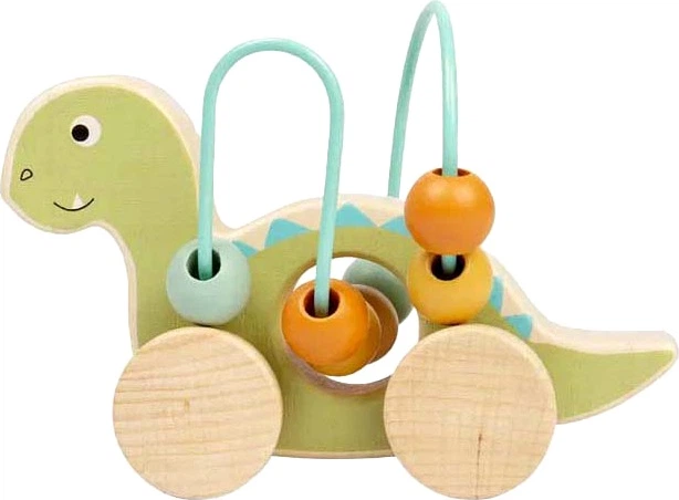 Zabawka do pchania Bigjigs Toys Diplodok z ramką z koralików 3000002 (691621840849) - obraz 2