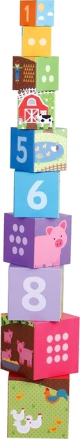 Іграшка Bigjigs Toys Кубики-піраміда: ферма та навчання рахуванню 10 елементів 2999865 (691621726969) - зображення 2