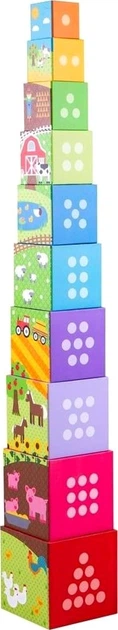 Іграшка Bigjigs Toys Кубики-піраміда: ферма та навчання рахуванню 10 елементів 2999865 (691621726969) - зображення 3