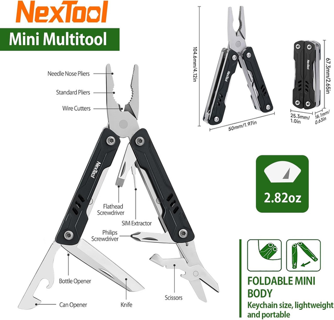 Мультитул-брелок NexTool Mini Sailor NE20135A 11-в-1 карманный складной с плоскогубцами ножом ножницами и отвертками из нержавеющей стали для повседневного ношения туризма кемпинга и походов - Фото 6 Мультитул-брелок NexTool Mini Sailor NE20135A 11-в-1 карманный складной с плоскогубцами ножом ножницами и отвертками из нержавеющей стали для повседневного ношения туризма кемпинга и походов - изображение 6