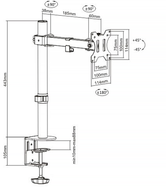 Настольное крепление для монитора Brateck 13"-32" Black (LDT12-C011) - изображение 12