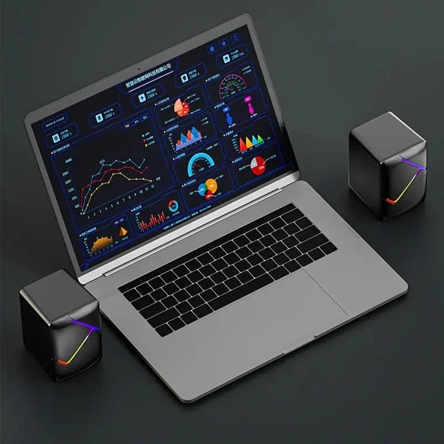 Комп'ютерні колонки Jedel S-526 6W провідні акустичні 2.0 USB AUX підключення LED підсвічування Чорні - зображення 2