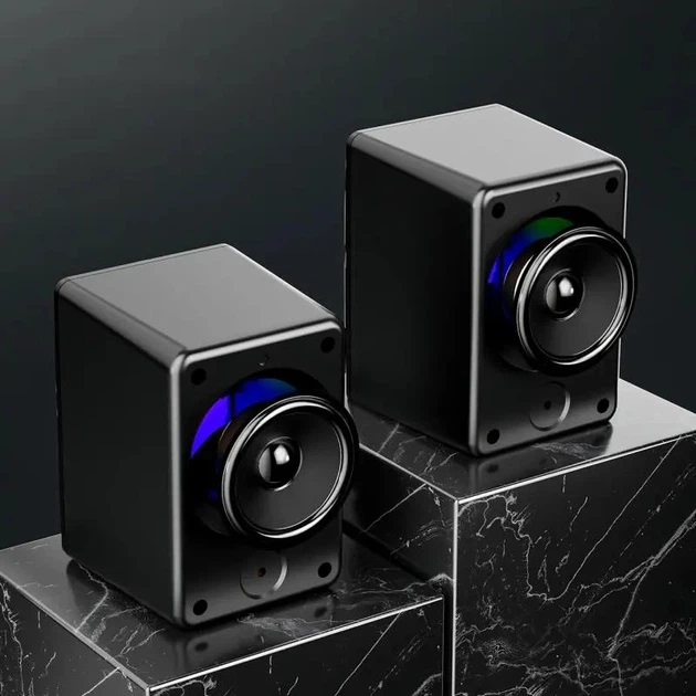 Комп'ютерні колонки Jedel S-526 6W провідні акустичні 2.0 USB AUX підключення LED підсвічування Чорні - зображення 4