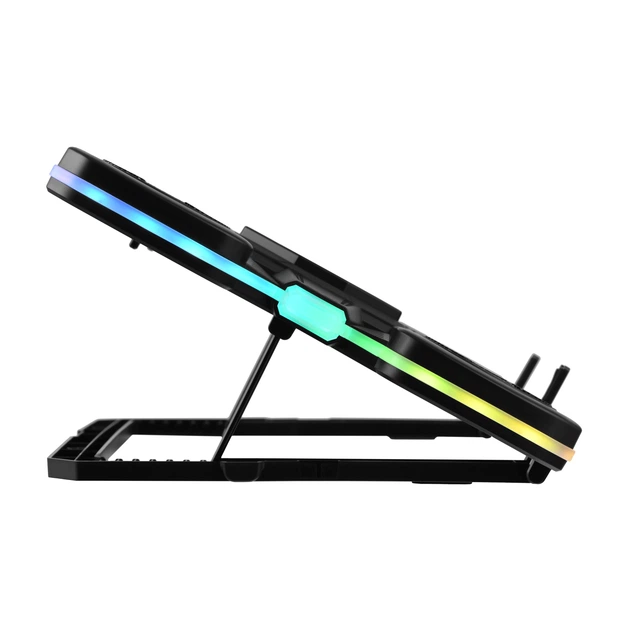 Подставка для ноутбука 2E GAMING CPG-012, до 17.3", 1xUSB-C, LCD/semiconductor cooling pad, RGB, чёрный - Фото 10 Подставка для ноутбука 2E GAMING CPG-012, до 17.3", 1xUSB-C, LCD/semiconductor cooling pad, RGB, чёрный - изображение 10