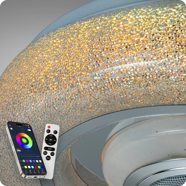 Люстра світлодіодна 517 Dlight RGB з пультом і колонкою 45Вт Білий (02147) - зображення 5