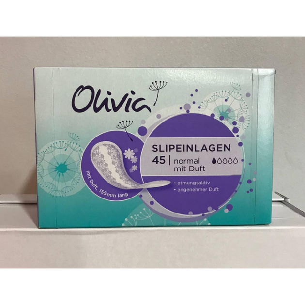 Щоденні гігієнічні прокладки з екстрактом Алоє Olivia normal slipeinlagen 45 шт 1 крапля - изображение 5