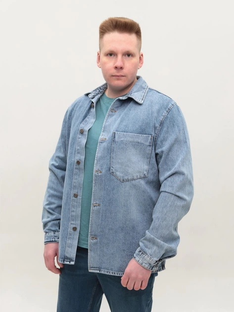 Куртка-рубашка мужская джинсовая голубая 80865 2XL - Фото 1 Куртка-рубашка мужская джинсовая голубая 80865 2XL - изображение 1