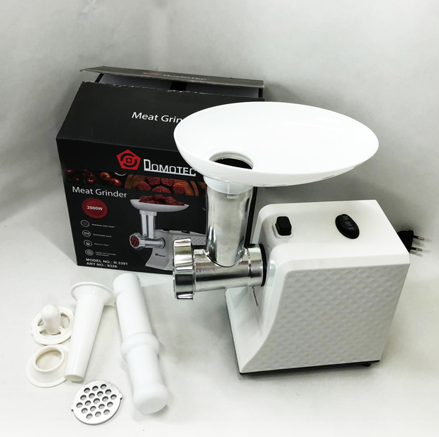 Мясорубка Domotec электрическая 2000 Вт с реверсом, 3 решетки для фарша, металлическая - Фото 2 Мясорубка Domotec электрическая 2000 Вт с реверсом, 3 решетки для фарша, металлическая - изображение 2