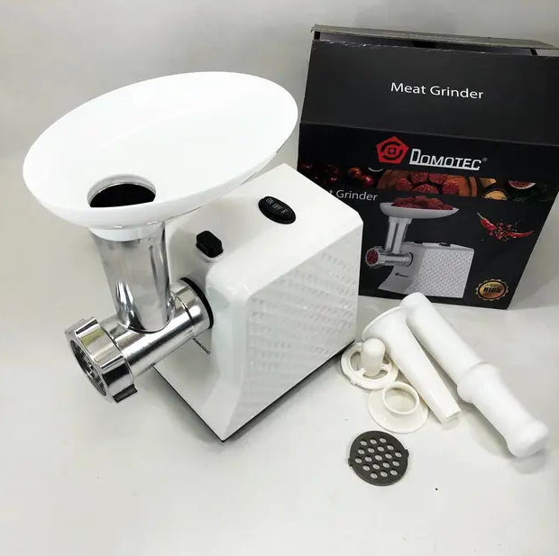 Мясорубка Domotec электрическая 2000 Вт с реверсом, 3 решетки для фарша, металлическая - Фото 7 Мясорубка Domotec электрическая 2000 Вт с реверсом, 3 решетки для фарша, металлическая - изображение 7