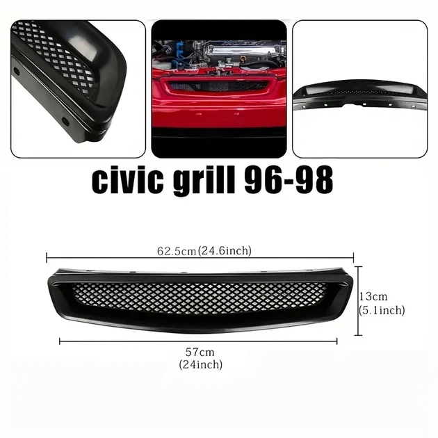 Передня решітка радіатора для Honda Civic 6 EK 1996 1998 із сіткою - зображення 2
