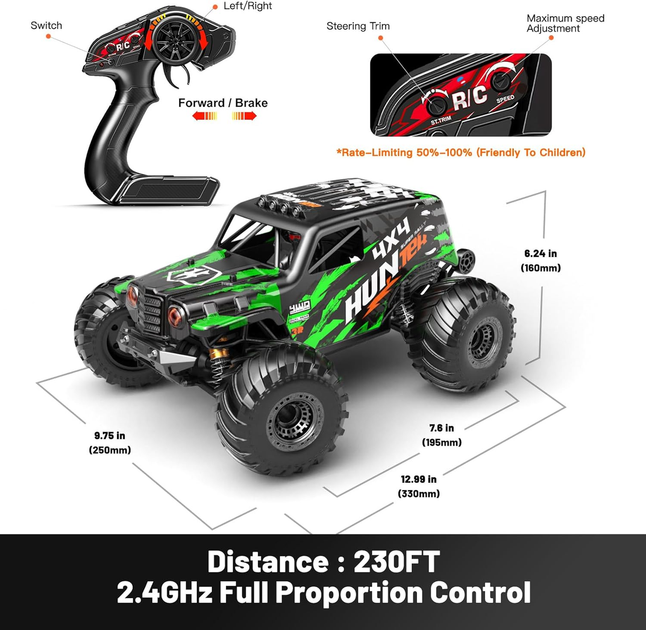Радиоуправляемая машинка HS14311 1:14 4WD на пульте управления до 40 км/ч, RC внедорожник, вездеход, монстр-трак, аккумулятор - изображение 2
