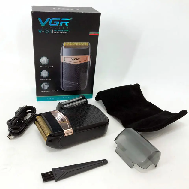 Электробритва шейвер VGR для мужчин, сеточная бритва, 2 сетки, USB, компактная дорожная - изображение 4